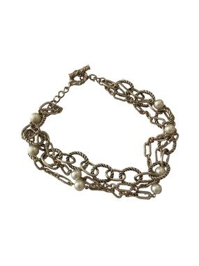 premier Vintage Multi-Chain Faux Pearl Necklace - Gold Tone Toggle